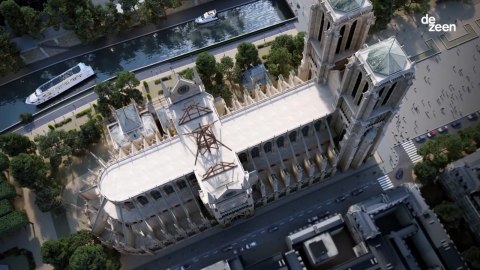 Watch a fly-through animation showing Notre-Dame rebuilt with a replica spire and a glass roof 觀看一個飛越動畫，展示用複制尖頂和玻璃屋頂重建的Notre-Dame