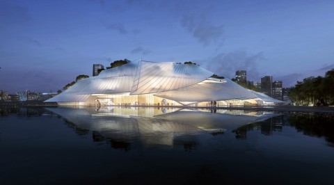 MAD designs Yiwu Grand Theater to look like a Chinese junk｜MAD將義烏大劇院設計成中國帆船