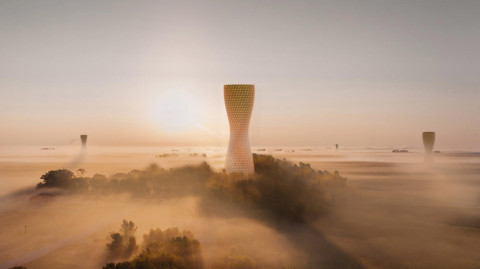 Studio Symbiosis proposes Aũra towers to alleviate air pollution in Delhi｜Studio Symbiosis Studio提議Aũra塔以減輕德里的空氣污染