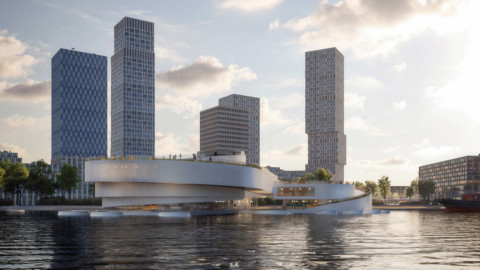Mecanoo proposes sinuous maritime museum for Rotterdam harbour｜梅卡努（Mecanoo）為鹿特丹港口提議建立彎曲的海上博物館